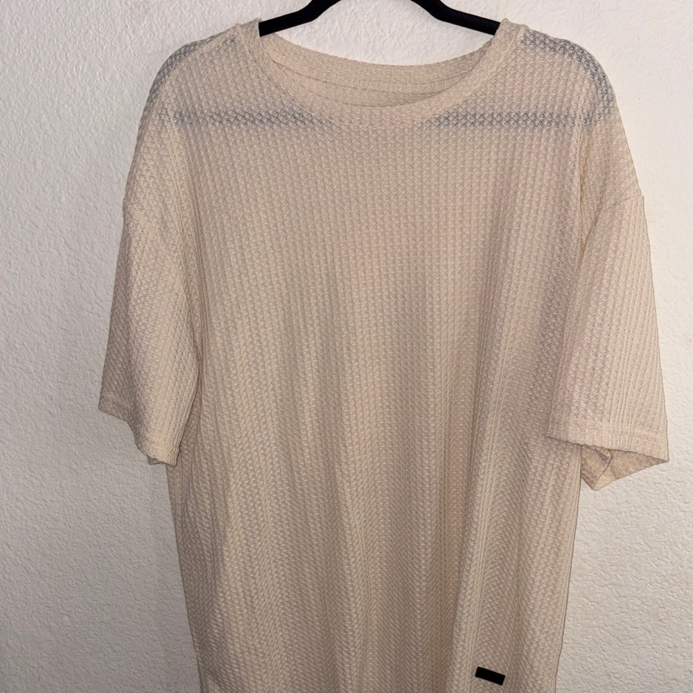 SHEIN Beige Textured Short Sleeve Tee
